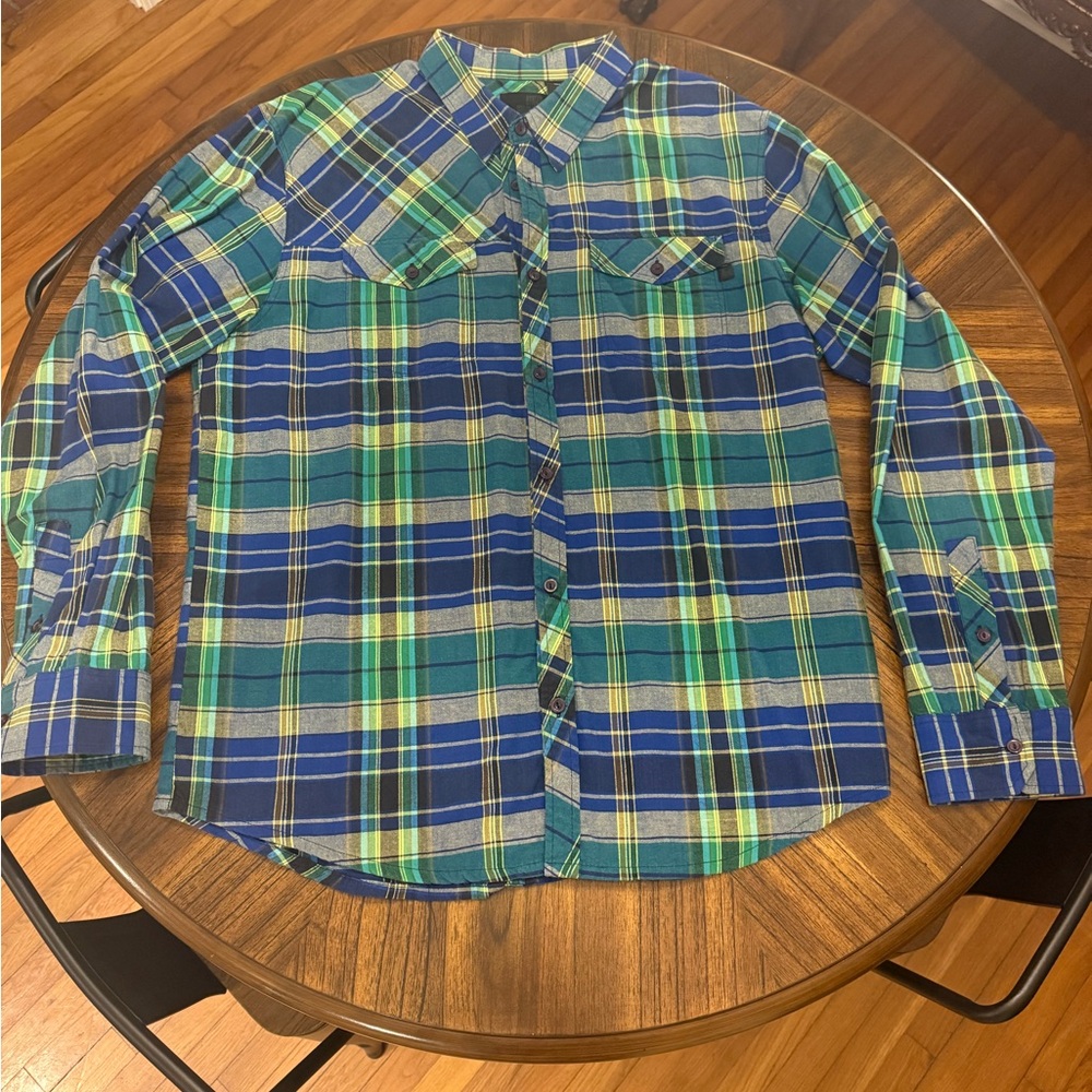 Lost Blue and Green Surfer Casual Button Down Shirt
